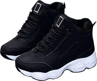 Generic Womans Shoes Lined Cotton Shoes Versatile Heel Increasing Casual Sports Sneakers Anti Warm Boots Wide Fitting Running Shoes (Black, 3.5)