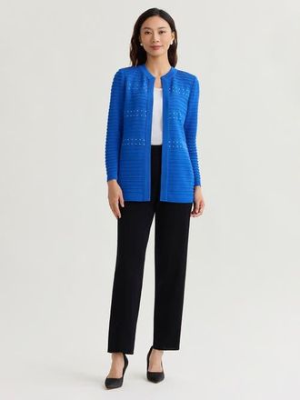 Misook Ottoman Stitch Knit Jacket in Aegean Blue at Nordstrom, Size Xx-Large