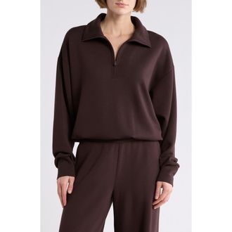 Zella Whisper Knit Half Zip Sweatshirt in Brown Mole at Nordstrom Rack, Size X-Large