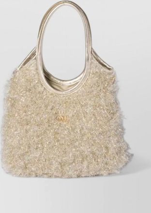 Miu Miu fur lurex tote bag detachable strap handles