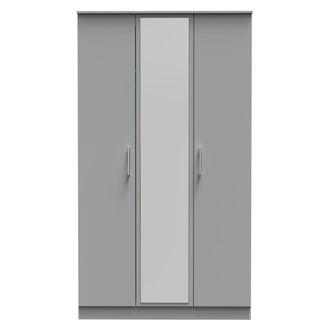 Welcome Furniture Denver Ready Assembled Wardrobe with Triple Mirror - Grey - Welcome Furniture | TJ Hughes
