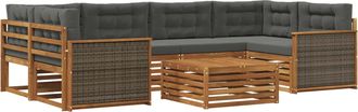 vidaXL Conjunto De Sof&aacute;s De Exterior 7 Uds. Natural Y Antracita Vidaxl
