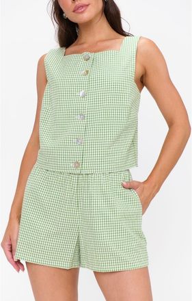 Show me your Mumu Maren Top in Field Green Gingham at Nordstrom, Size X-Small