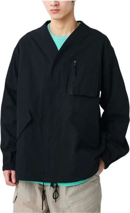 Snow Peak Takibi Herringbone Collarless Jacket - male - Snow Peak - Light Jackets - Black - XL - Jackets