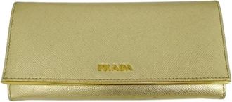 Prada Pre-owned Vintage Portemonnee - Dames - Vintage Accessoires - Geel - ONE Size - Leer - Vintage
