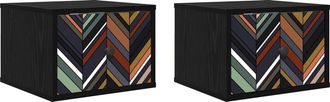 vidaXL Mesita De Noche De Pared Ommen 2 Uds. Roble Negro Vidaxl
