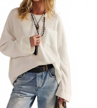 Free People Dawson Pocket Thermal Top In Clean Ivory
