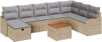 vidaXL Garden Sofa Set with Cushion 9 pcs Beige Poly rattan vidaXL