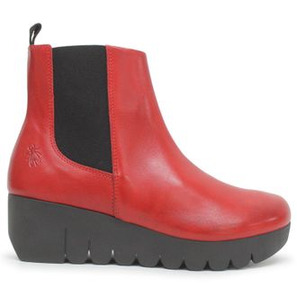 FLY London VAZE177FLY Burn Leather Womens Ankle Boots - Red - Size:UK 8