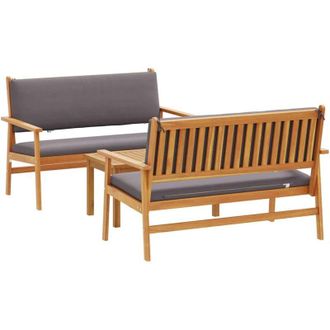 vidaXL Conjunto De Sof&aacute; De Jard&iacute;n 3 Pcs Marr&oacute;n 75 X 45 X 38cm Vidaxl