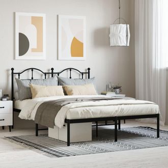 Berkfield Home Metal Bed Frame with Headboard Black 140x200 cm