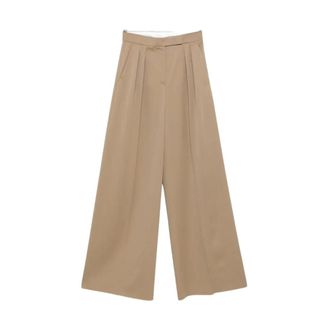 Max Mara Wide Trousers, female, Beige, Size: 2XS Mxmquorum Pantalone Lungo