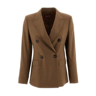 Max Mara Mstuditore Blazer - Dames - Jassen - Bruin - Maat: XS Zijde