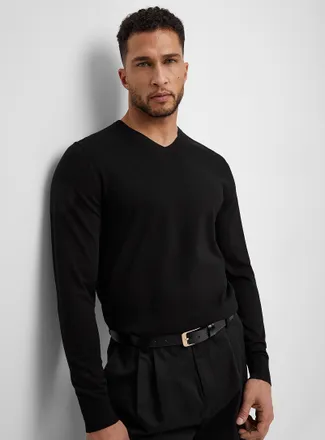 Le 31 Mens Minimalist V-neck sweater