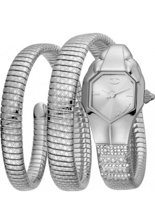 Just Cavalli Womens JC1L112M0015 Ladies Glam Snake Watch - Silver - One Size