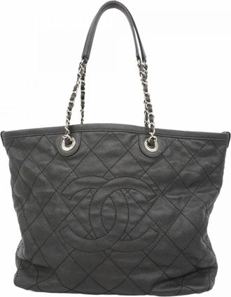 Chanel Black Grained Calfskin Tote Bag (Pre-Owned)