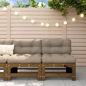 vidaXL Sof&aacute;s Centrales De Jard&iacute;n 2 Uds Madera Maciza Pino Marr&oacute;n Miel Vidaxl