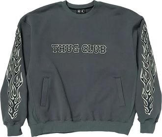 Thug Club Leren sweater met vlammen - Grijs