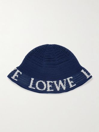 Loewe + Paulas Ibiza Cappello Da Pescatore In Misto Cotone Jacquard - Blu
