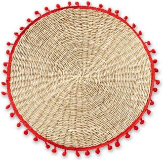 Tag Pompom Placemat Red Multi Red Multi Seagrass Everyday,Summer at Nordstrom