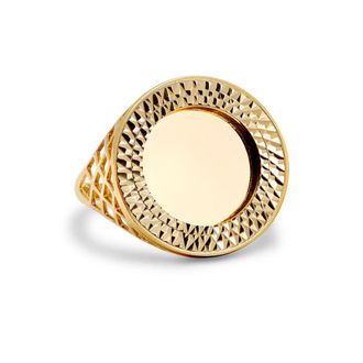 Jewelco London 9ct Gold Basket Quarter Sovereign Coin Mount Ring - Silver Cup | Size: j