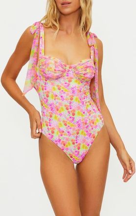 Beach Riot Dede Underwire One-Piece Swimsuit in Neon Bouquet at Nordstrom, Size X-Small