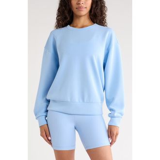 Zella Soft Luxe Boxy Crew Sweatshirt in Blue Placid at Nordstrom, Size Xx-Large