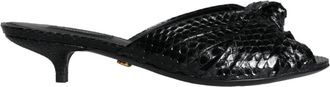 Dolce & Gabbana Zwarte leren hak sandalen schoenen - Dames - Muiltjes - Zwart - 37 EU - Leer - Schoenen