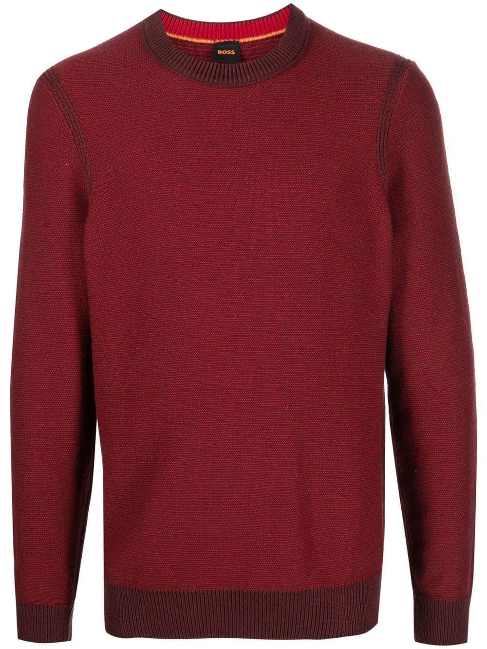 BOSS Hugo BosstNavy/Red on sale Slim Fit Cotton Wool Striped Pullover Sweater Crew Neck