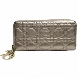 Dior Champagne Gold Leather Long Wallet (Bi-Fold) (Pre-Owned)