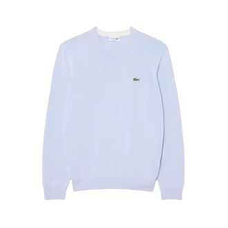 Lacoste Round-neck Knitwear, male, Blue, Size: L/XL Crew Neck Cotton Sweater
