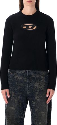 Diesel Womens M-areesa Slim Cut-out Logo Sweater - Black Wool - Size X-Small