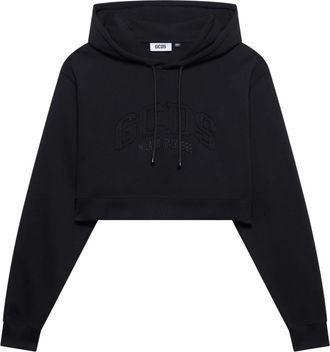 GCDS Lounge Logo Crop Hoodie - Dames - Hoodies - Zwart - L - Katoen - Hoodies & sweatvesten