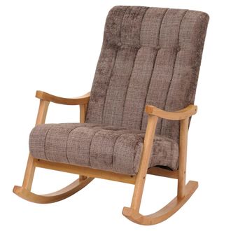 Hhg Silla Mecedora Hhg 857, Sill&oacute;n Relax, Madera Mvg, Tela/tejido Chenilla (465 G/m&sup2;), Marr&oacute;n, Estructura Natural