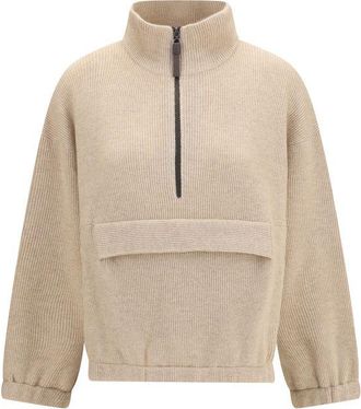 Brunello Cucinelli Beige Cashmere Womens Sweatshirt