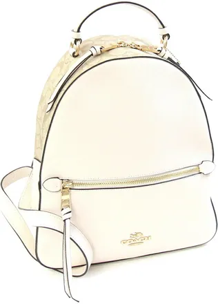 Coach Signature Beige Ivory Signature Line Pvc Leather Backpack (Pre-Owned)