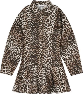 Ganni Abito corto leopardato - Marrone
