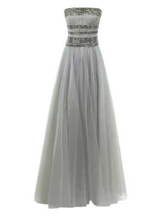 Gemy Maalouf embellished corset tulle gown - Grey