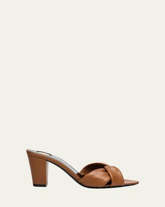 Saint Laurent 75mm Franciane Leather Mule Sandals