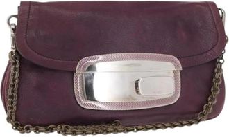 Prada Pre-owned Vintage Leren Clutch - Dames - Vintage Clutch - Paars - ONE Size - Leer - Vintage