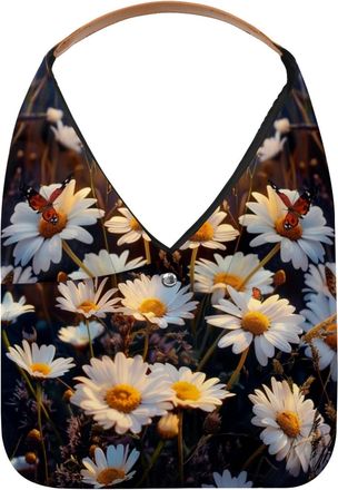 Generic Butterflies Daisies Flower (1) Reusable Lightweight Grocery Bags - Foldable Into Compact Pouch, Washable & Sturdy, Multipurpose for Shopping and Trave