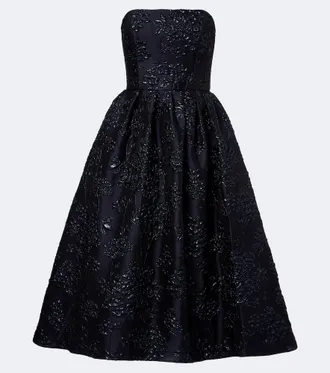 Carolina Herrera Floral jacquard bustier cocktail dress