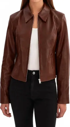 LaMarque Womens The Oceana Leather Jacket In Luggage