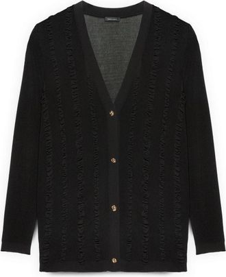 Fiorella Rubino Vest met micro-ruffles - Dames - Vesten - Zwart - XL - Nylon - Truien & Vesten