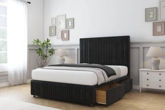 Comfort Beds The Foxy Plush Divan Base 2 Drawers - 54 Headboard-Footboard in Black | Size: Super King