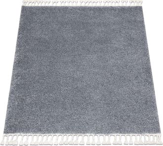RugsX Rugsx - Alfombra Berber Cuadrado 9000 Gris Franjas Bereber Marroqu&iacute; Shaggy Grey 160x160 Cm