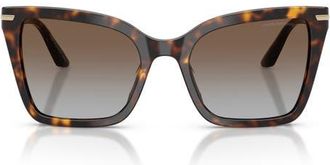 Emporio Armani 53mm Gradient Square Sunglasses in Shiny Havana /Grey Brown at Nordstrom
