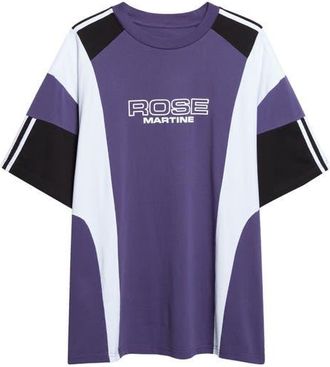 Martine Rose Paneled Oversize Logo T-Shirt in Purple Indigo at Nordstrom, Size X-Large