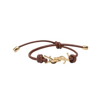 Saint Laurent Cassandre Cord Bracelet - female - Saint Laurent - Bracelets - Brown - M - Accessories