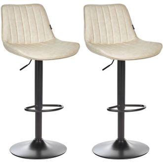 Beliani Set di 2 sedie da bar in pelle sintetica beige chiaro gambe in acciaio nero senza braccioli Dubrovnik